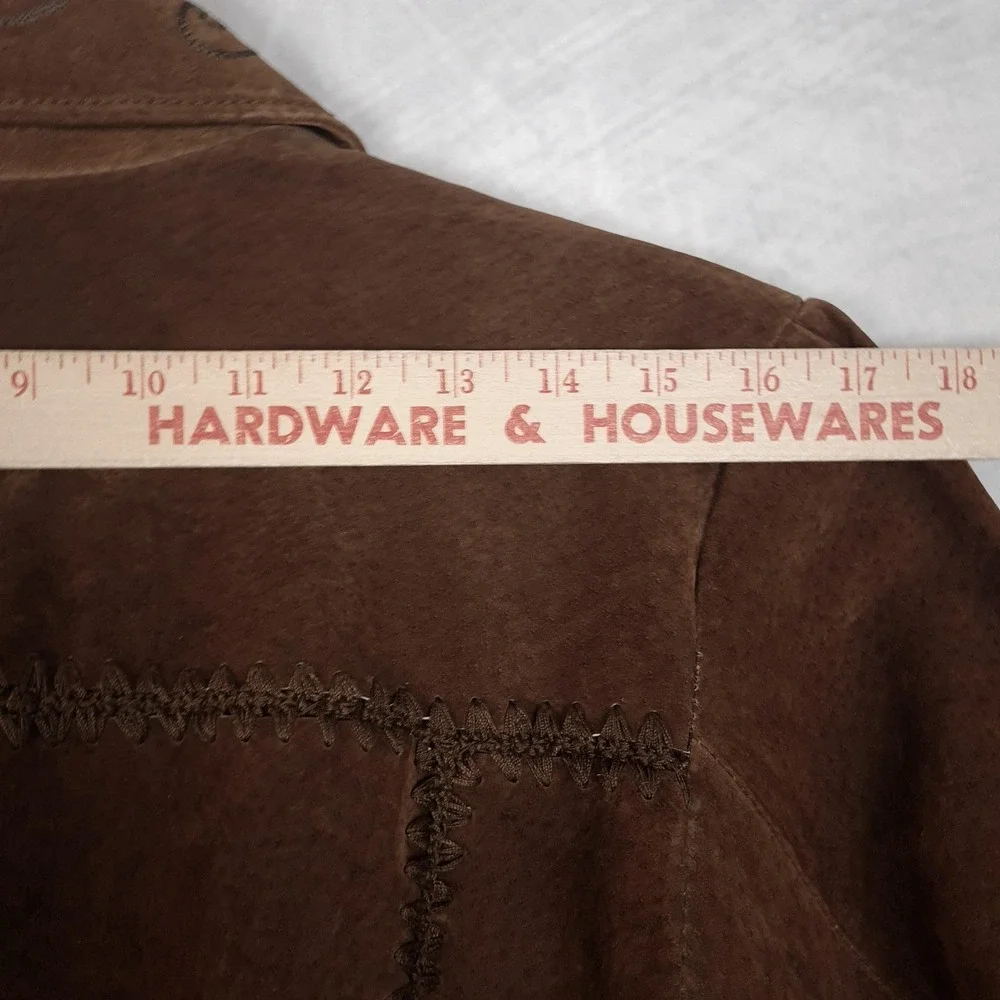 Vintage Y2K Mudd Suede Jacket Womens Large Brown Floral Embroidered Festival - Picture 10 of 16